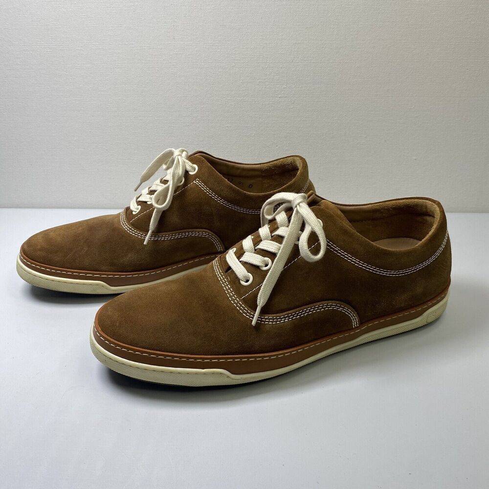 ALLEN EDMONDS Porter Brown Suede Oxford Sneaker Sz 9.5 D Tan Camel Casual